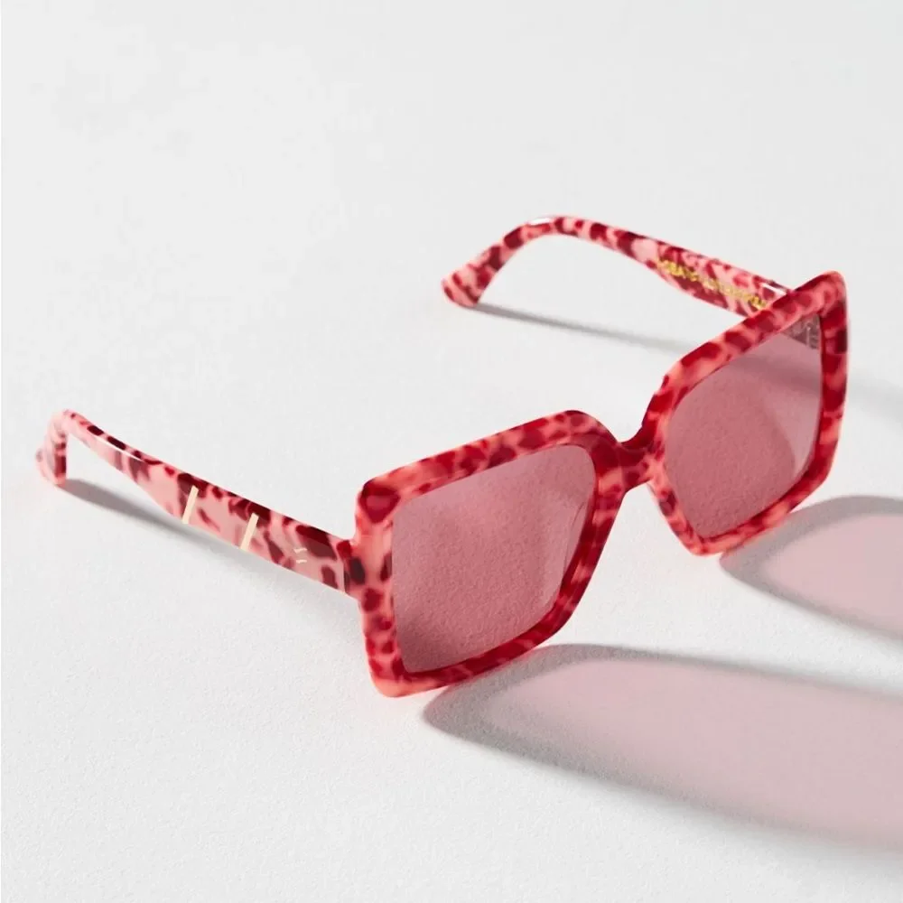 Anthropologie I-SEA tailor oversized pink frame sunglasses